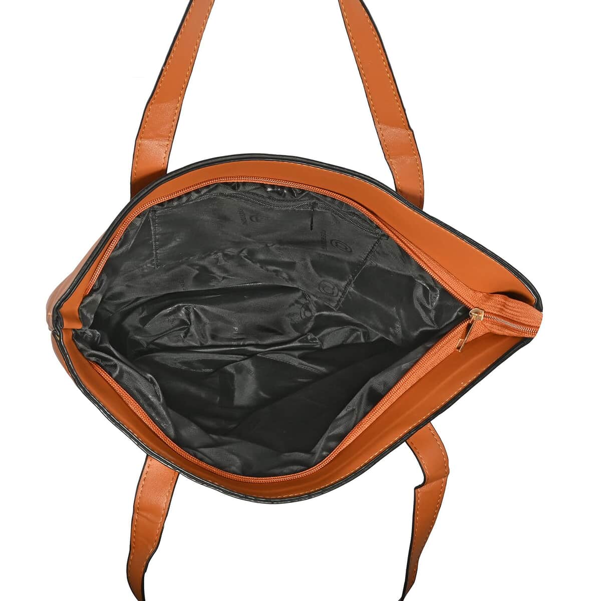 Brown Faux Leather Tote Bag (13.7"x11.8"x3.9") image number 3