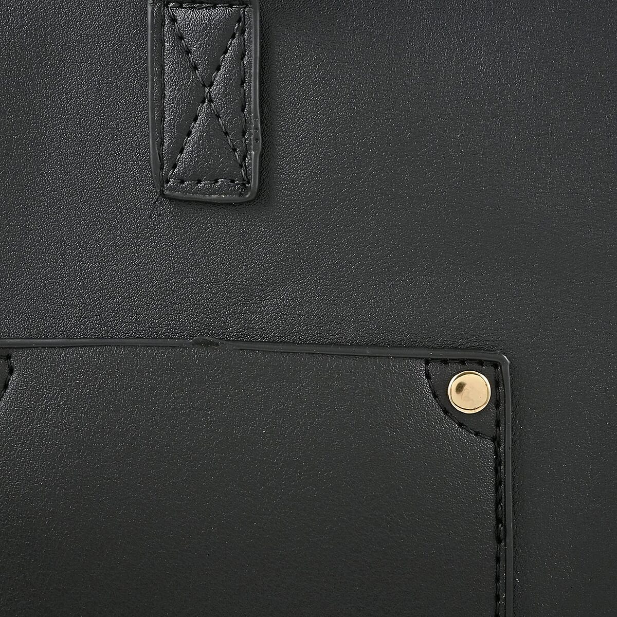 Black Faux Leather Tote Bag image number 6