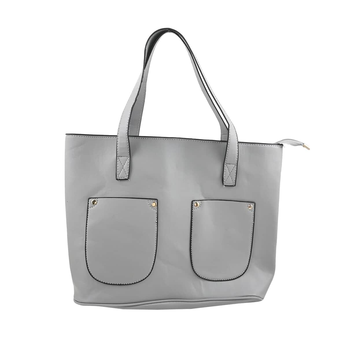 Gray Faux Leather Tote Bag image number 0