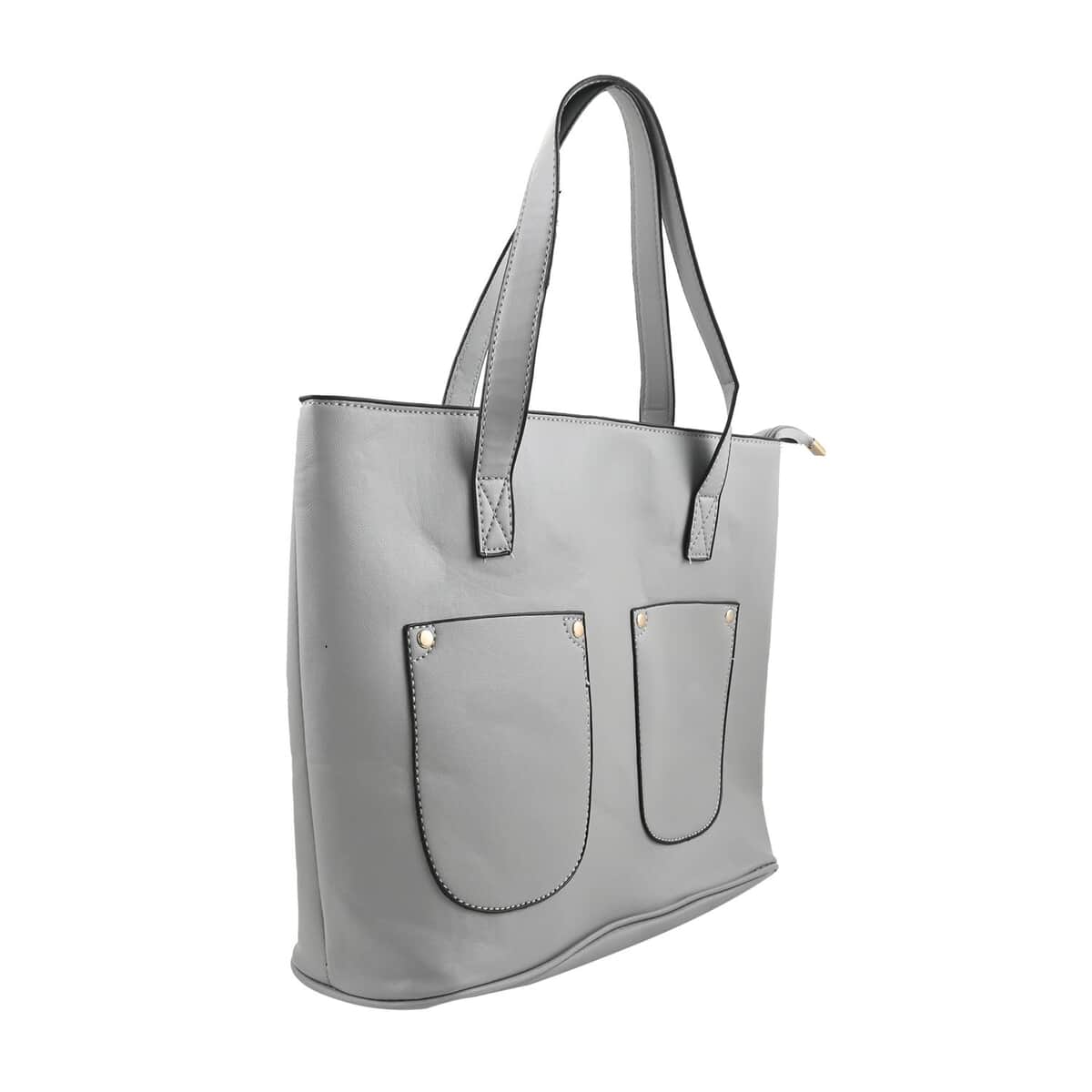 Gray Faux Leather Tote Bag image number 1