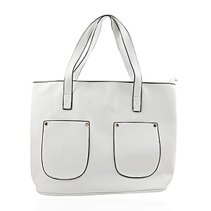 White Faux Leather Tote Bag