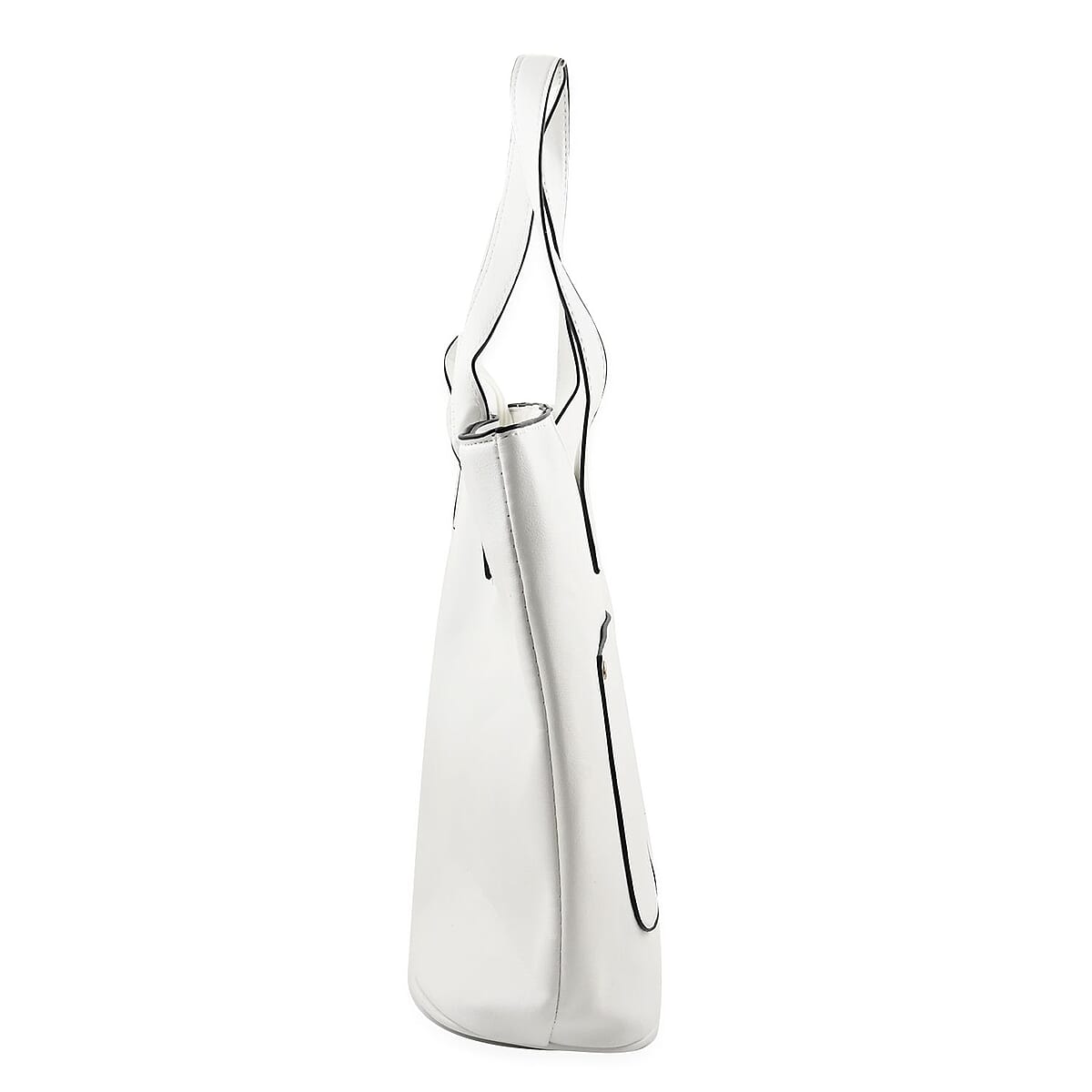 White Faux Leather Tote Bag image number 2