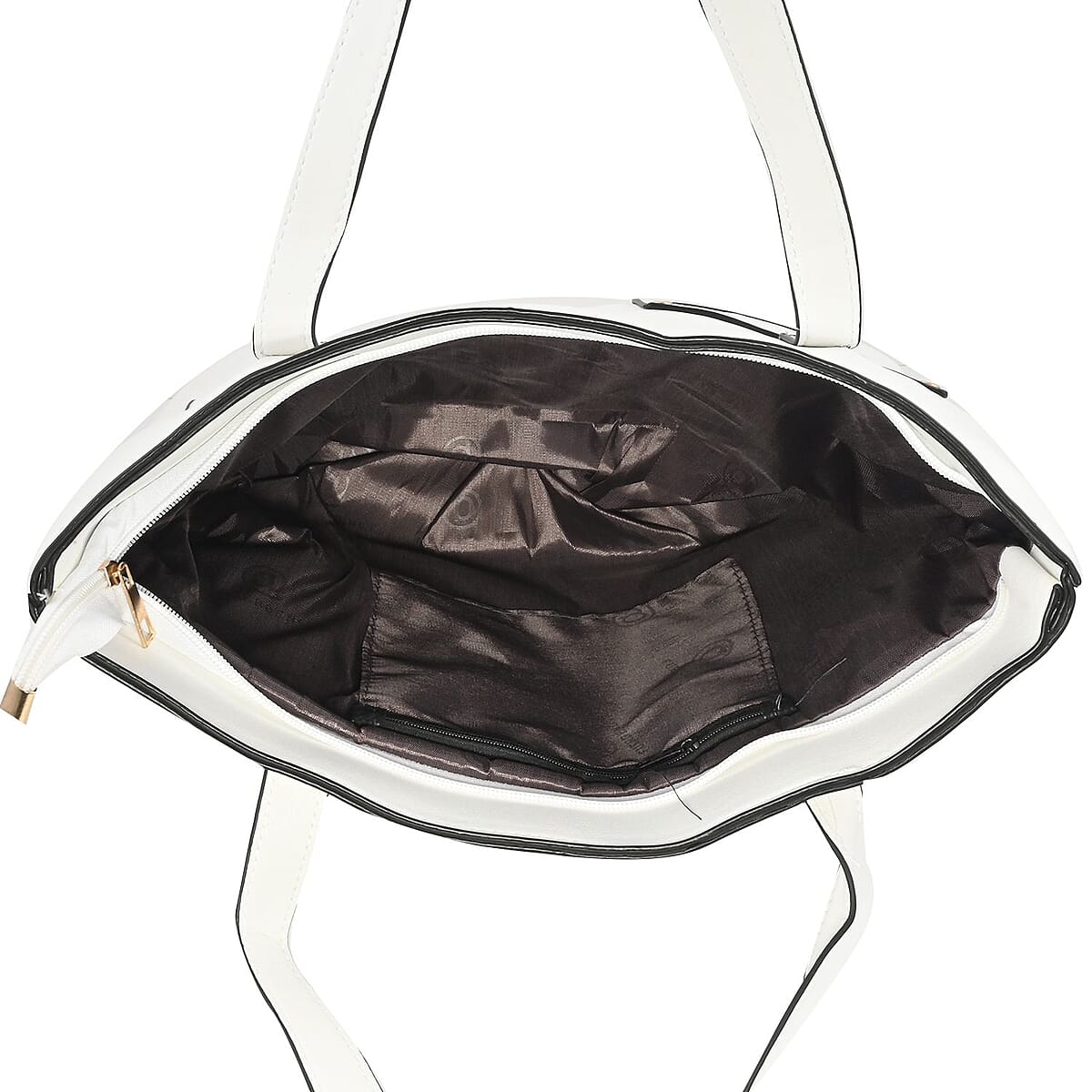 White Faux Leather Tote Bag image number 5