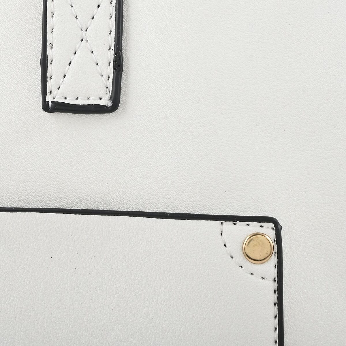 White Faux Leather Tote Bag image number 6