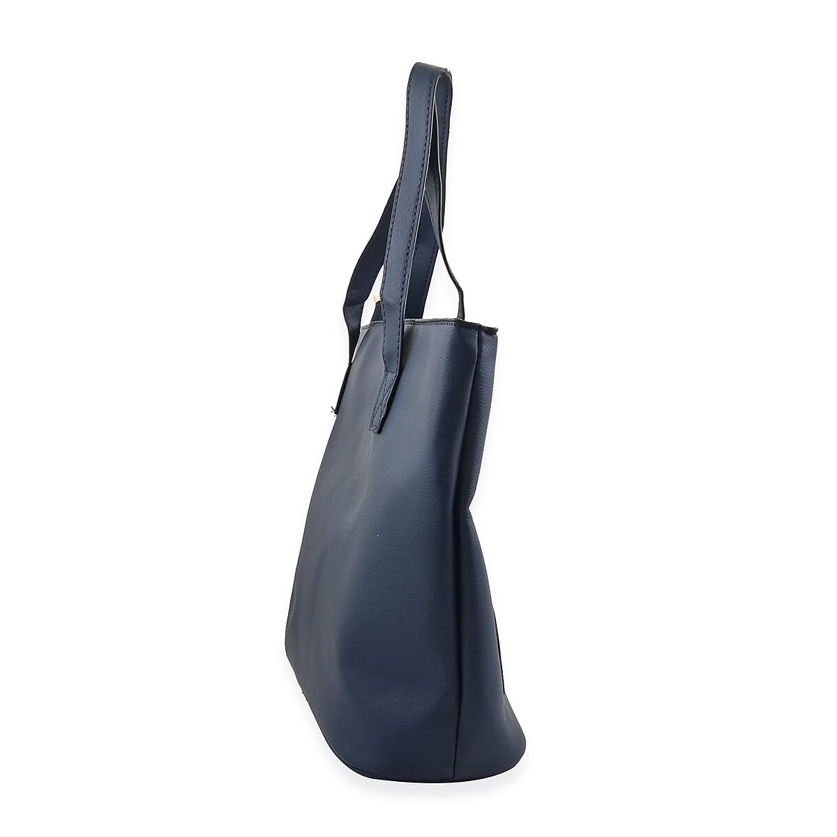 Navy Faux Leather Tote Bag image number 2