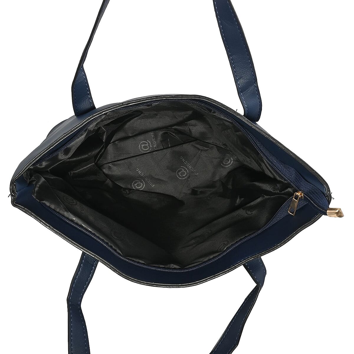 Navy Faux Leather Tote Bag image number 4