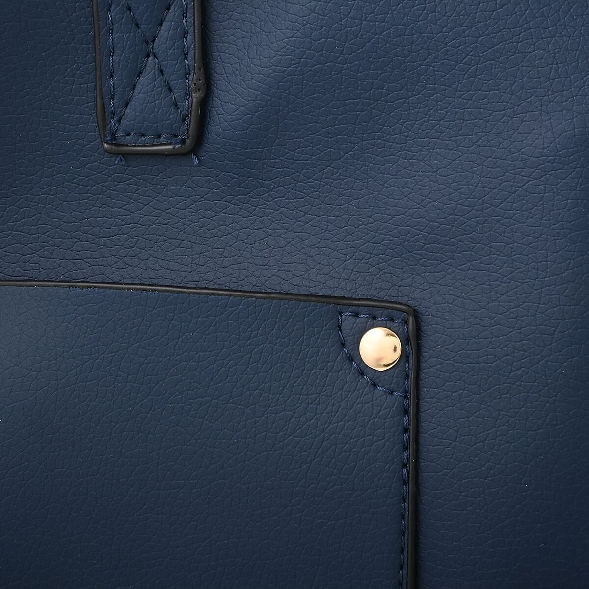 Navy Faux Leather Tote Bag image number 6