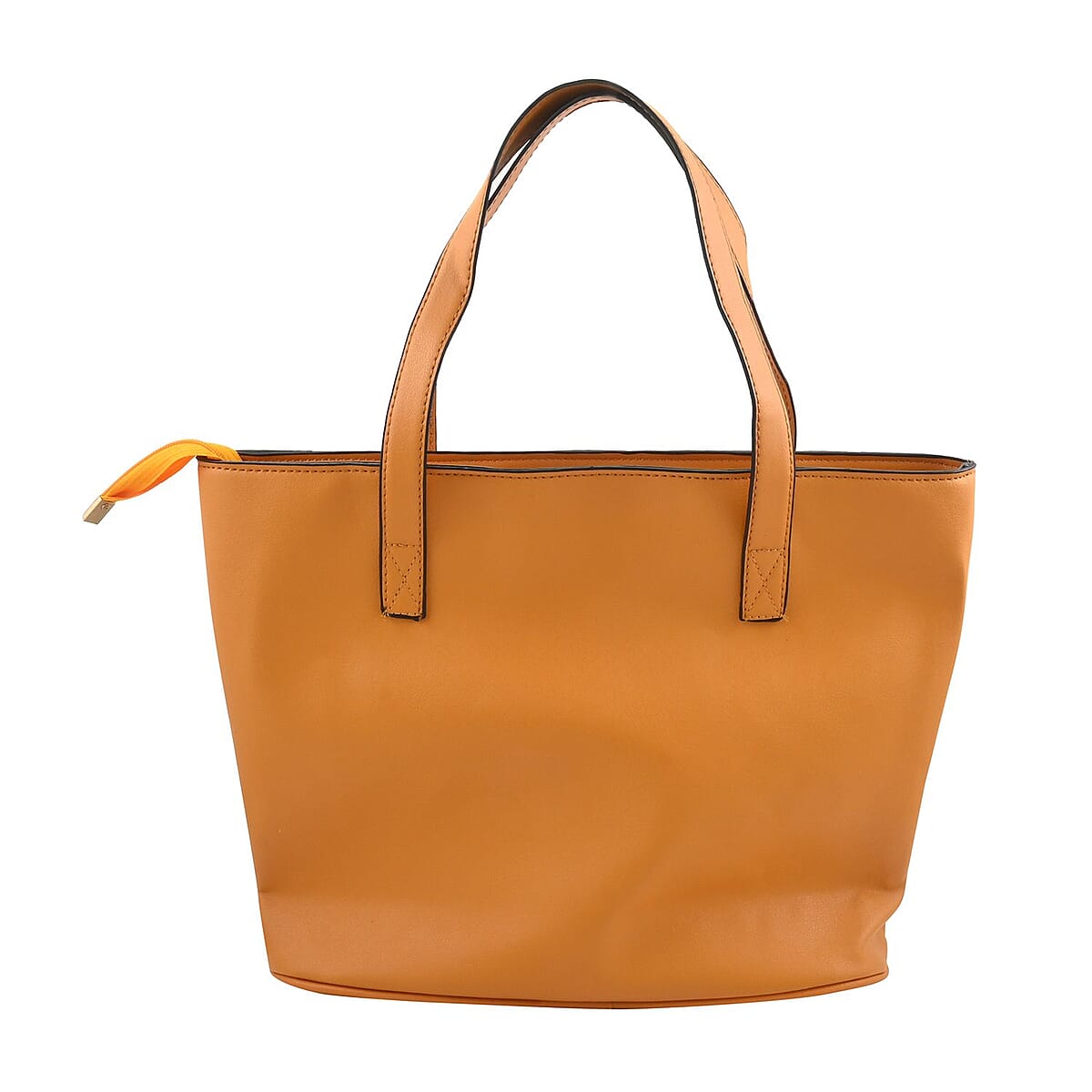 Dark Yellow Faux Leather Tote Bag image number 3