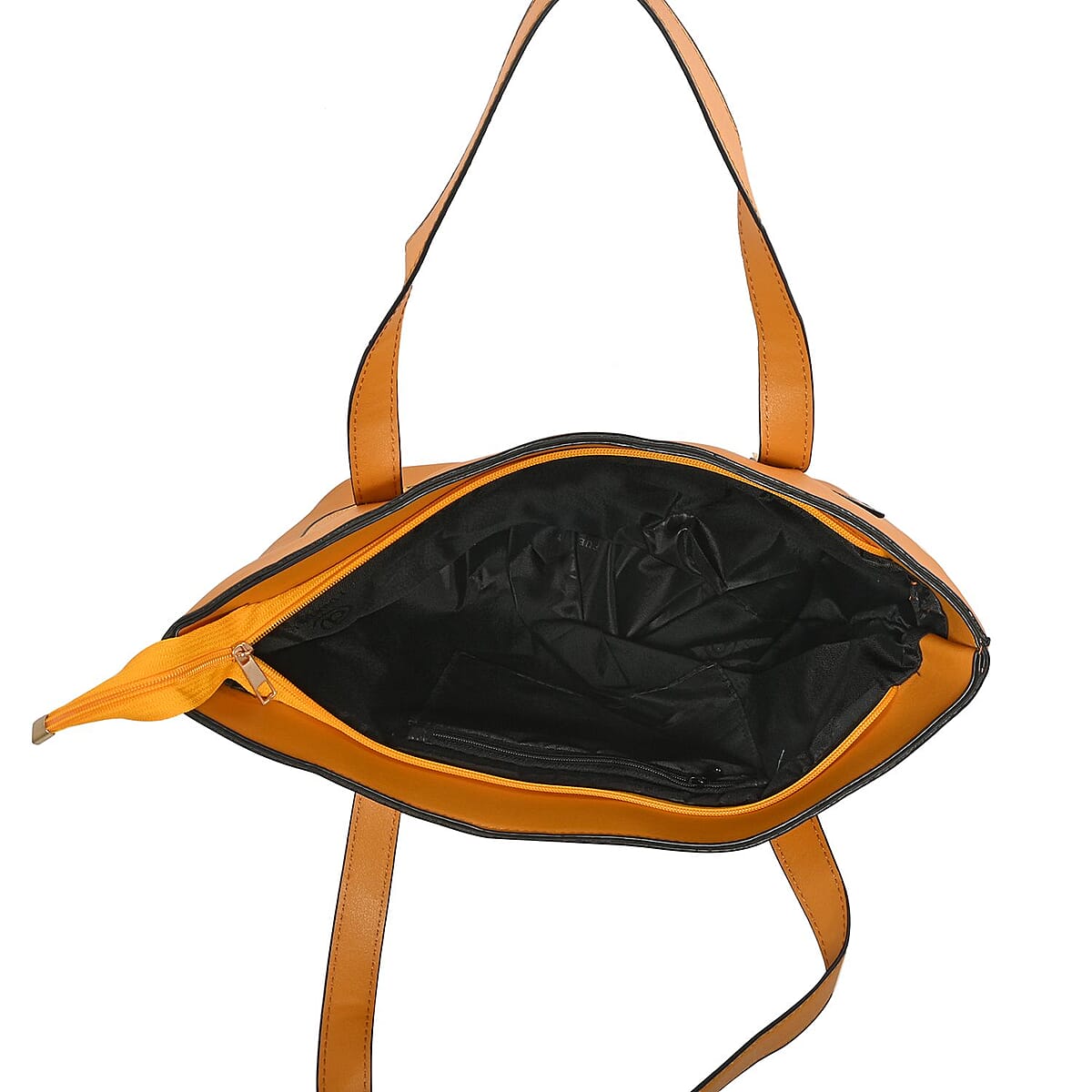 Dark Yellow Faux Leather Tote Bag image number 5