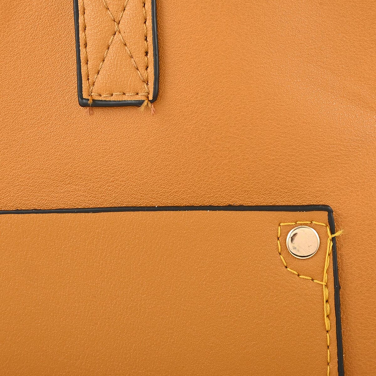 Dark Yellow Faux Leather Tote Bag image number 6