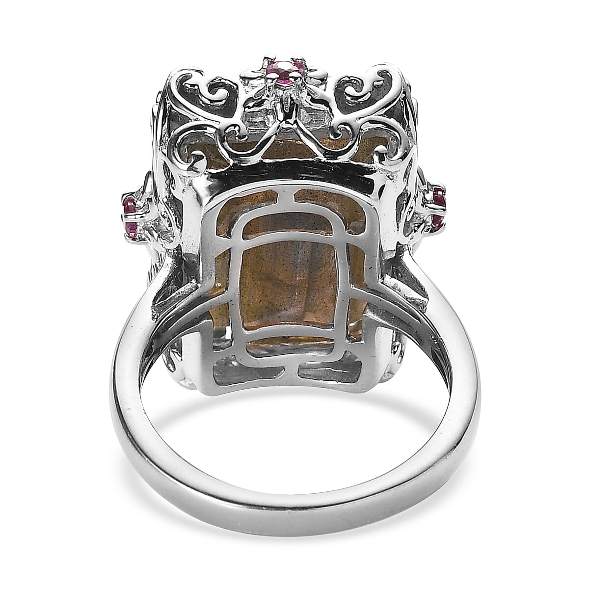 AAA Malagasy Labradorite and Orissa Rhodolite Garnet Ring in Platinum Over Sterling Silver (Size 6.0) 14.25 ctw image number 4