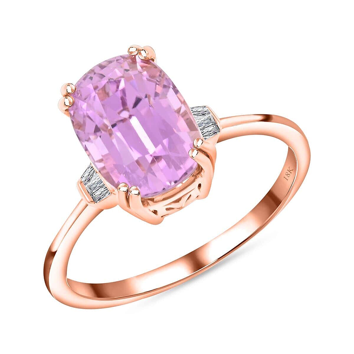 Iliana 18K Rose Gold AAAA Patroke Kunzite and G-H SI Diamond Ring (Size 9.0) 6.80 ctw image number 0