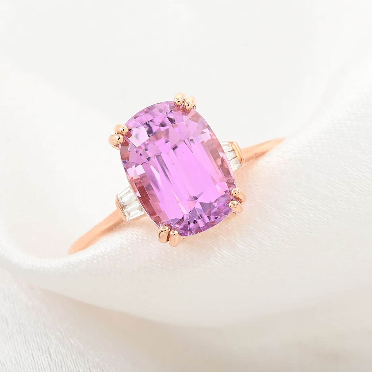 Iliana 18K Rose Gold AAAA Patroke Kunzite and G-H SI Diamond Ring (Size 9.0) 6.80 ctw image number 1