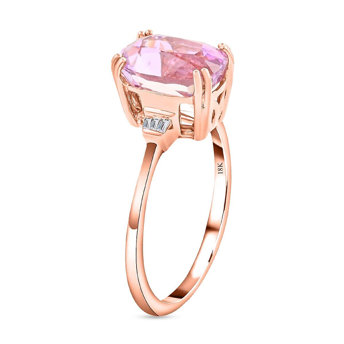 Iliana 18K Rose Gold AAAA Patroke Kunzite and G-H SI Diamond Ring (Size 8.0) 6.80 ctw image number 3