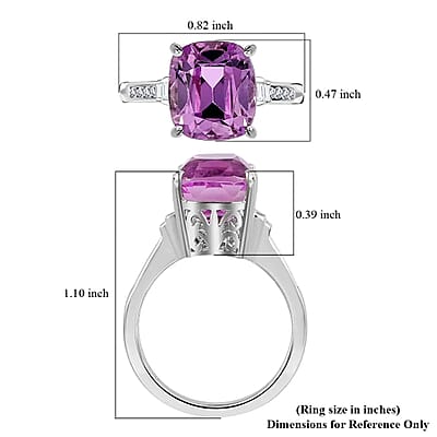 Rhapsody AAAA Patroke Kunzite Ring, E-F VS Diamond Accent Ring, 950 Platinum Ring 6 Grams 6.90 ctw (Size 6.0)