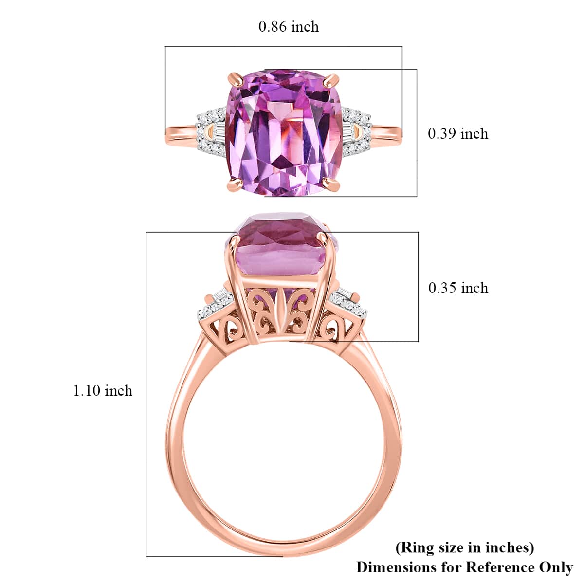 Iliana 18K Rose Gold AAAA Patroke Kunzite and G-H SI Diamond Ring 4.20 Grams 7.70 ctw image number 5
