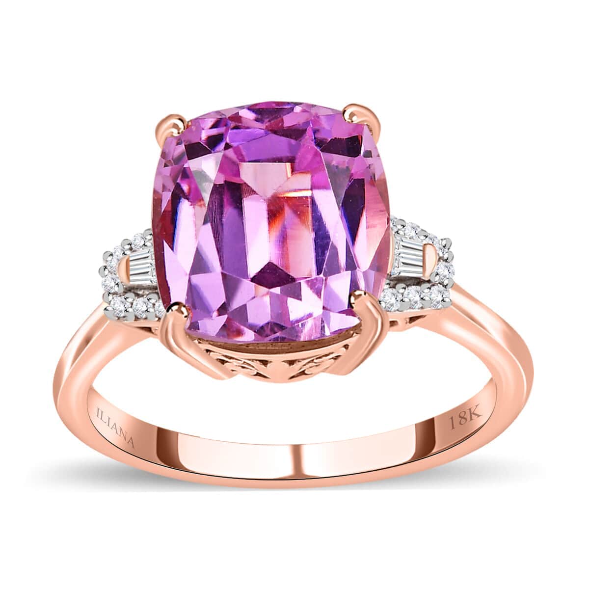 Iliana 18K Rose Gold AAAA Patroke Kunzite and G-H SI Diamond Ring (Size 8.0) 4.20 Grams 7.70 ctw image number 0