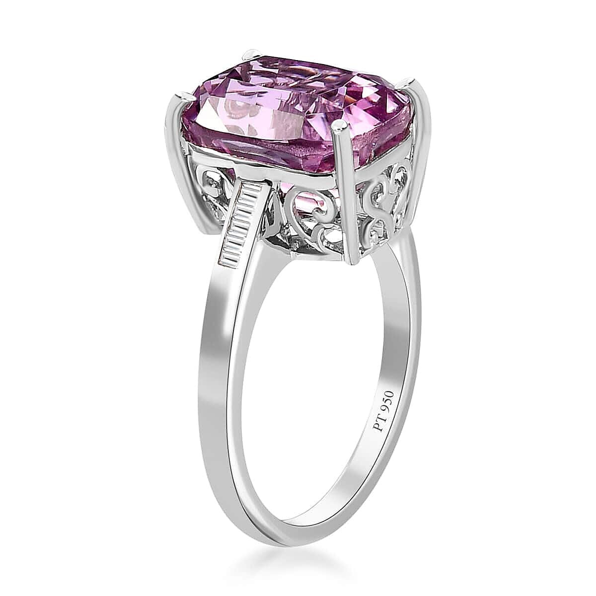 Rhapsody 950 Platinum AAAA Patroke Kunzite and E-F VS Diamond Ring 6.80 Grams 6.85 ctw image number 3