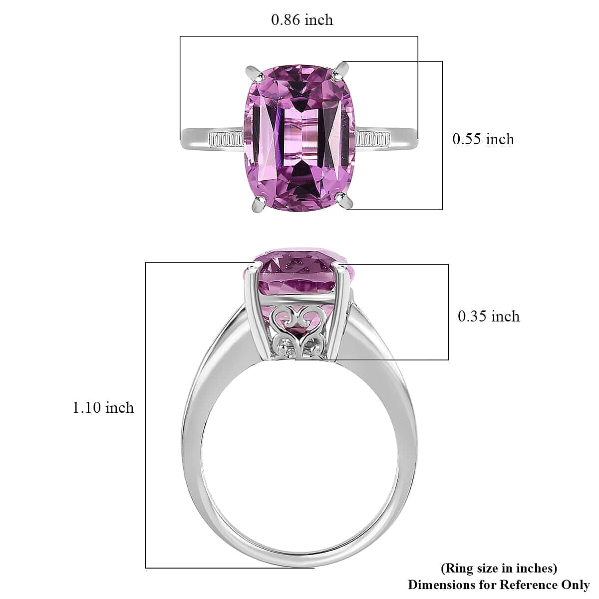 Rhapsody 950 Platinum AAAA Patroke Kunzite and E-F VS Diamond Ring 6.80 Grams 6.85 ctw image number 5