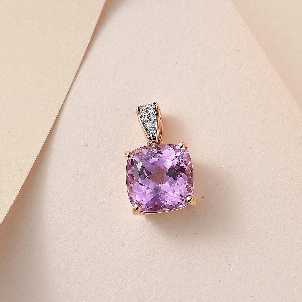 Iliana 18K Rose Gold AAAA Patroke Kunzite and G-H SI Diamond Pendant 6.75 ctw image number 1