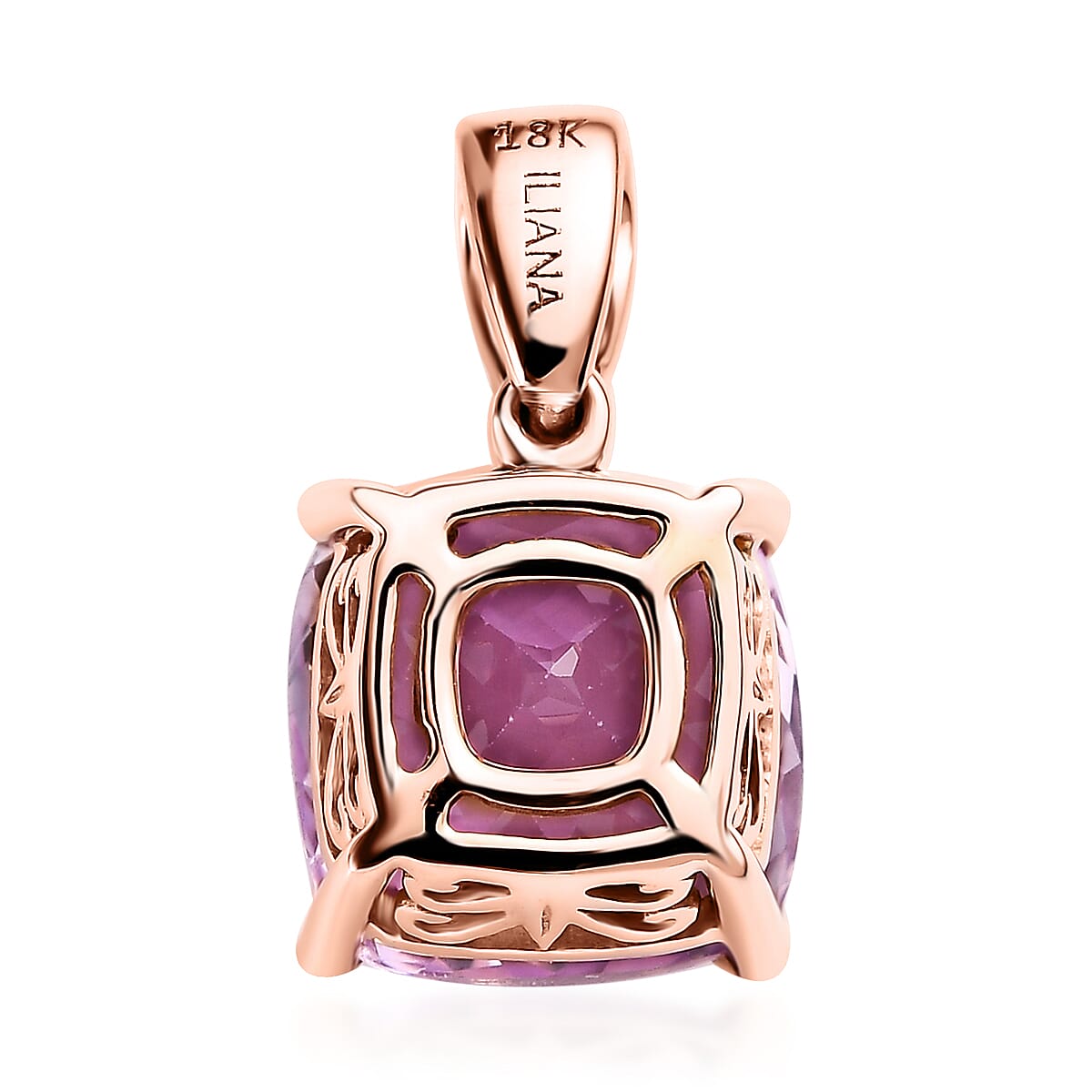 Iliana 18K Rose Gold AAAA Patroke Kunzite and G-H SI Diamond Pendant 6.75 ctw image number 4