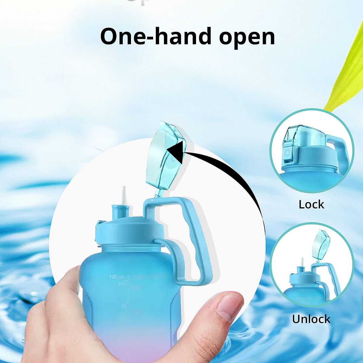 Venture Pal 1 Gallon Motivational Water Bottle -Green & Purple Gradient image number 2