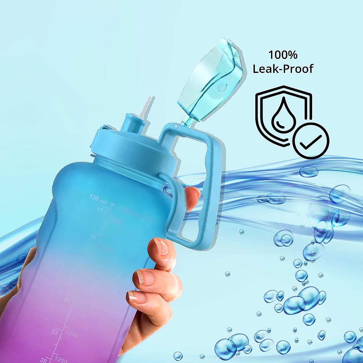 Venture Pal 1 Gallon Motivational Water Bottle -Green & Purple Gradient image number 3