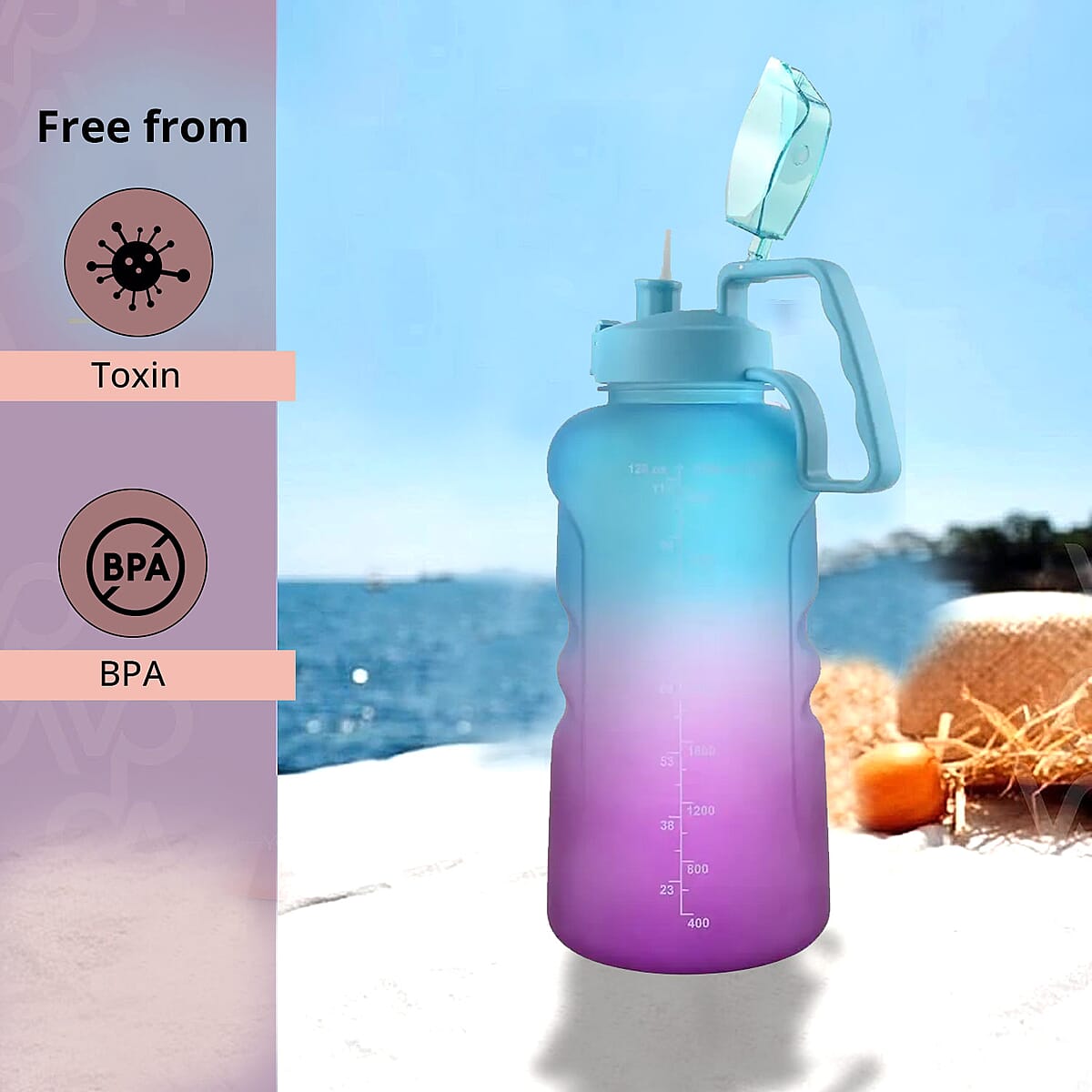 Venture Pal 1 Gallon Motivational Water Bottle -Green & Purple Gradient image number 4