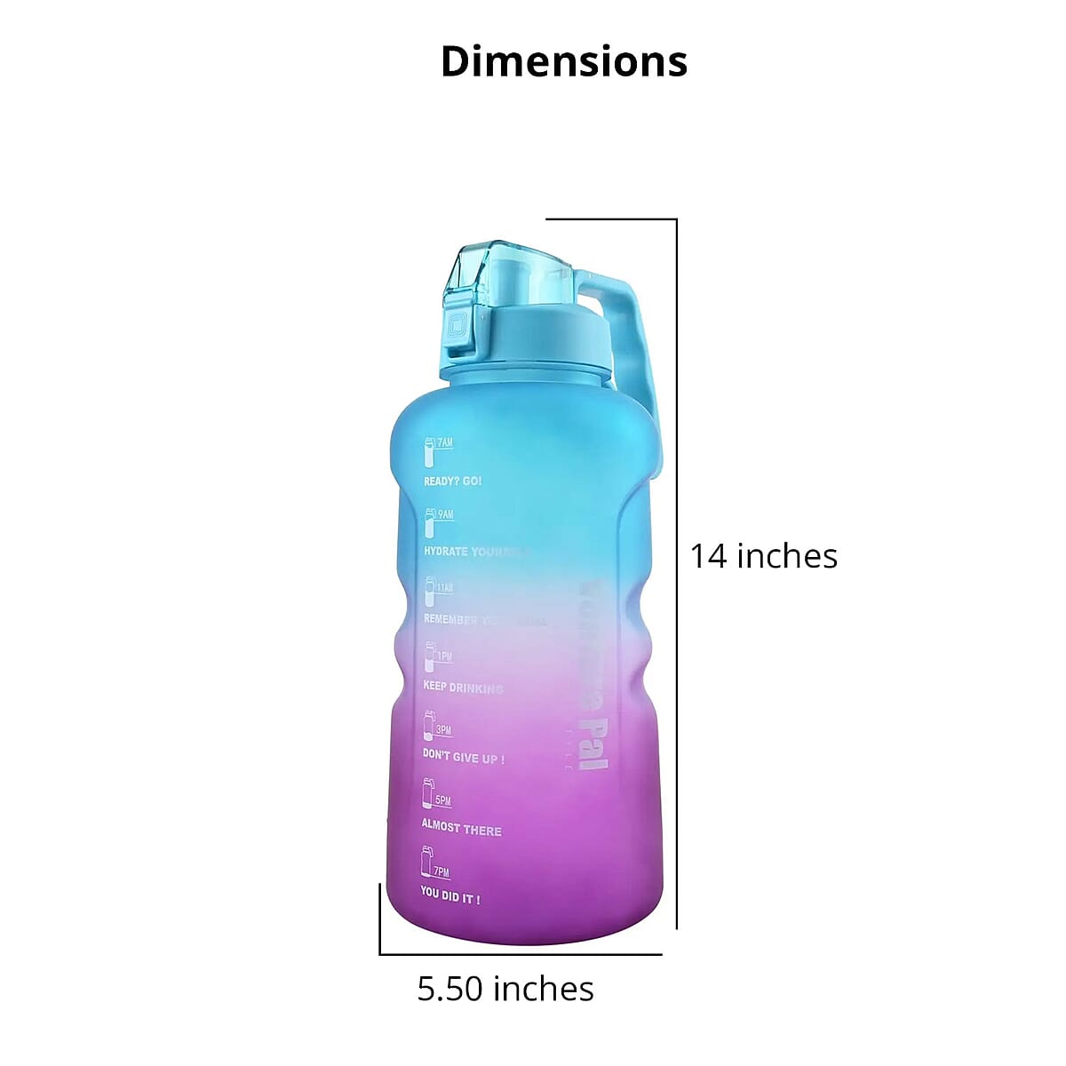 Venture Pal 1 Gallon Motivational Water Bottle -Green & Purple Gradient image number 5