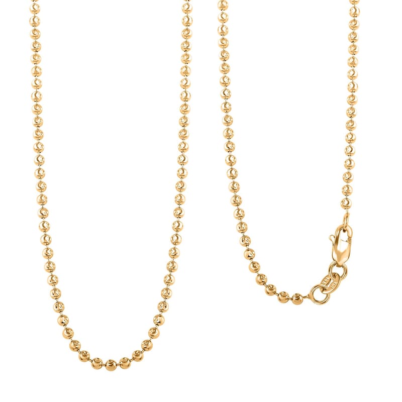 14K Yellow Gold 2mm Moon Chain Necklace 18 Inches 5.70 Grams