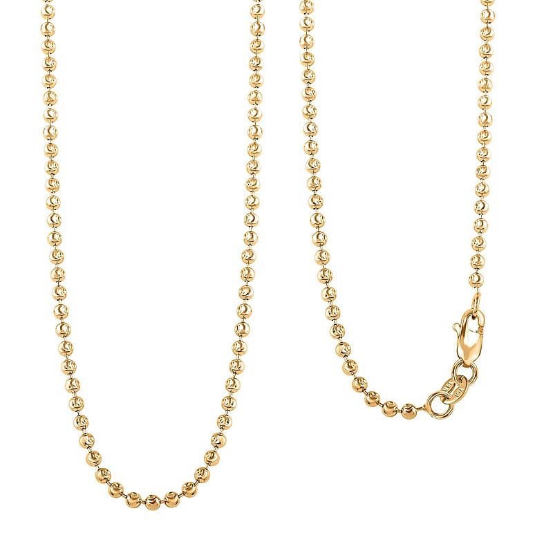 14K Yellow Gold 2mm Moon Chain Necklace 18 Inches 5.70 Grams