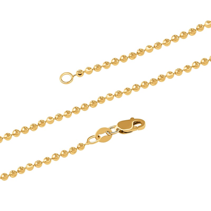 14K Yellow Gold 2mm Moon Chain Necklace 18 Inches 5.70 Grams
