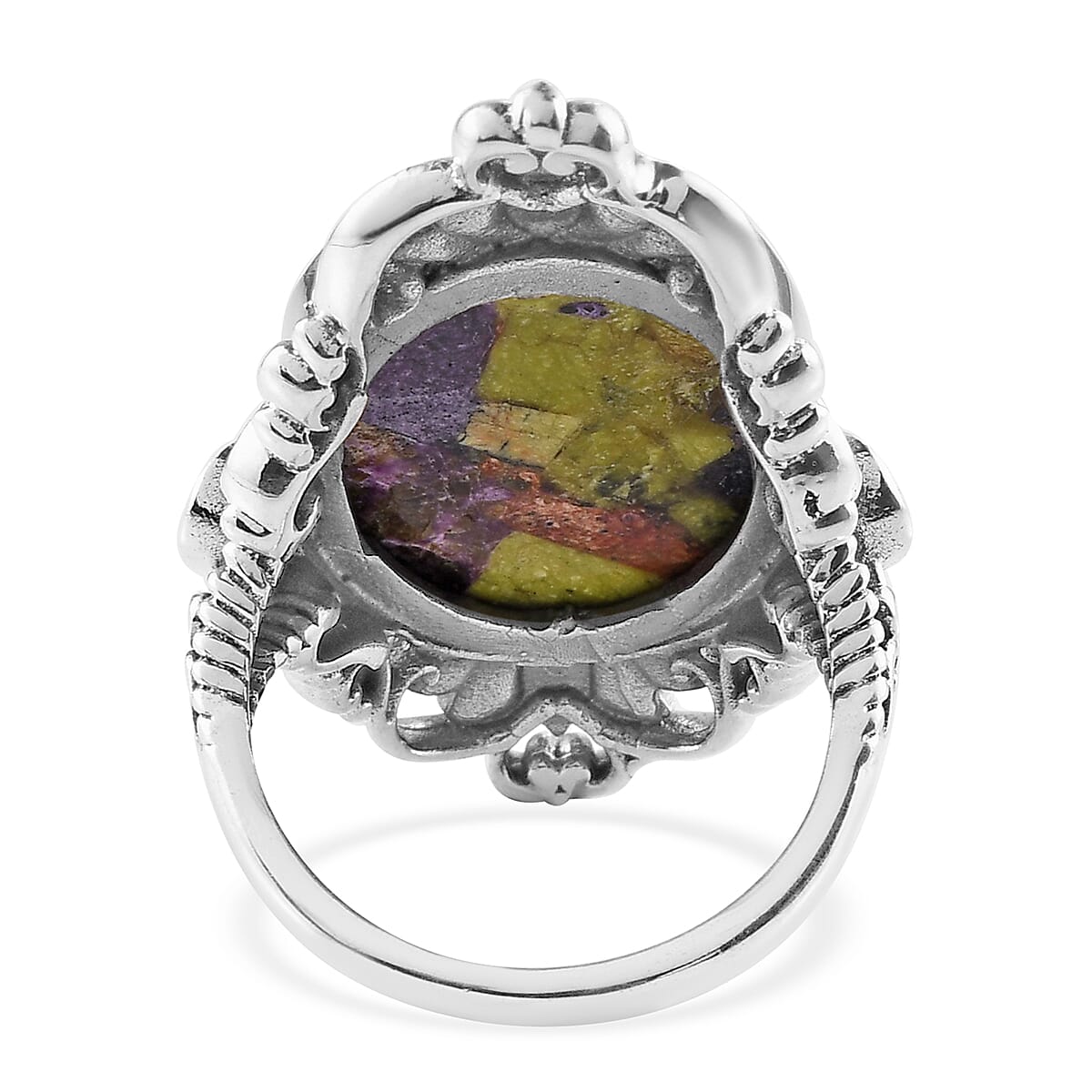 Artisan Crafted Tasmanian Stichtite and Amethyst Ring in Sterling Silver (Size 10.0) 14.00 ctw