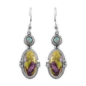 Artisan Crafted Tasmanian Stichtite and Ethiopian Welo Opal Earrings in Sterling Silver 9.50 ctw