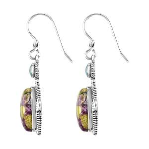 Artisan Crafted Tasmanian Stichtite and Ethiopian Welo Opal Earrings in Sterling Silver 9.50 ctw