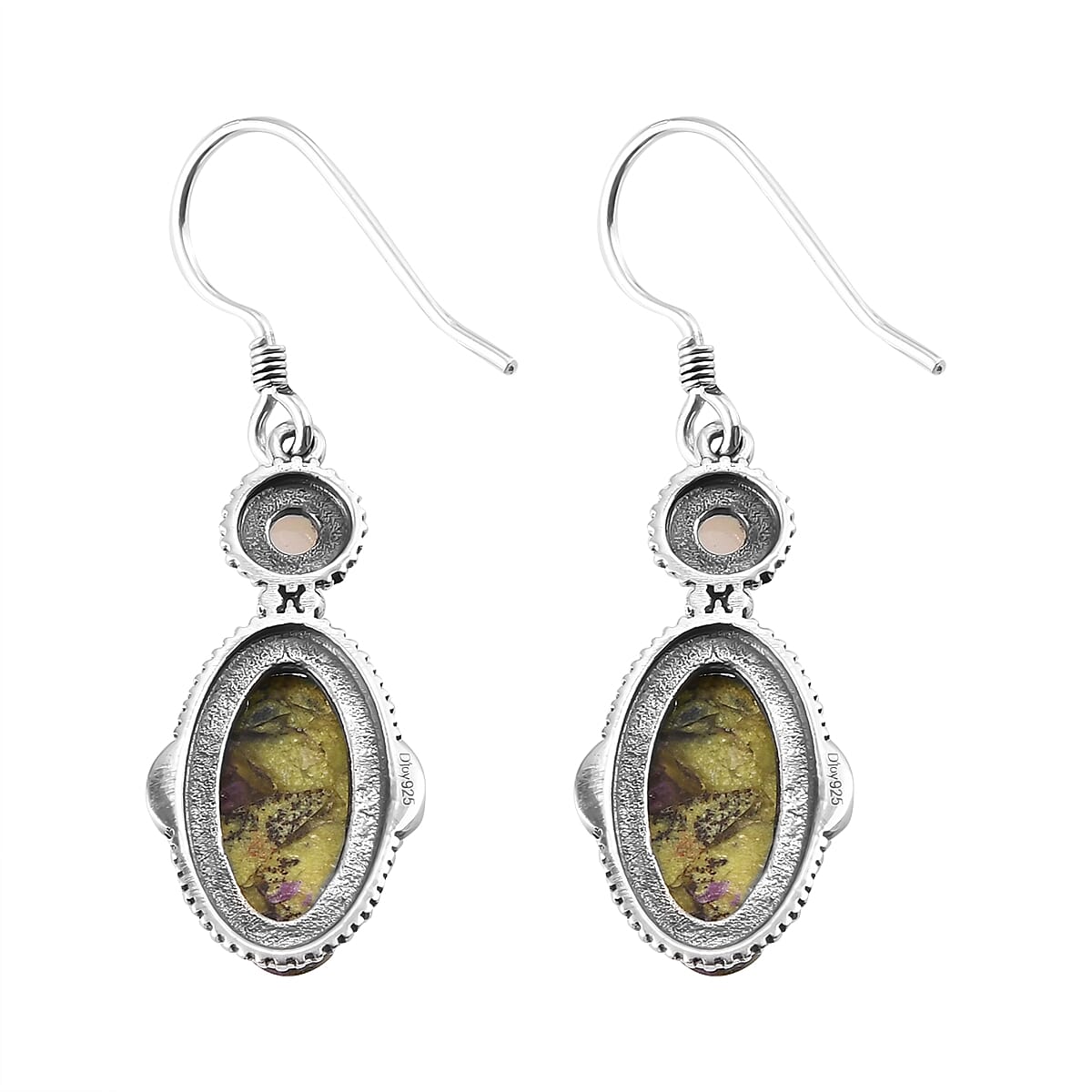 Artisan Crafted Tasmanian Stichtite and Ethiopian Welo Opal Earrings in Sterling Silver 9.50 ctw