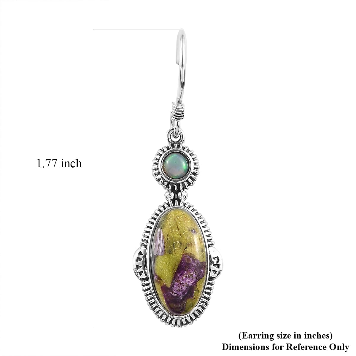 Artisan Crafted Tasmanian Stichtite and Ethiopian Welo Opal Earrings in Sterling Silver 9.50 ctw