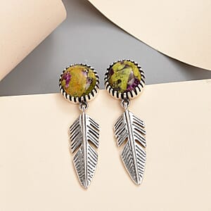 Artisan Crafted Tasmanian Stichtite Dangle Earrings in Sterling Silver 6.30 ctw