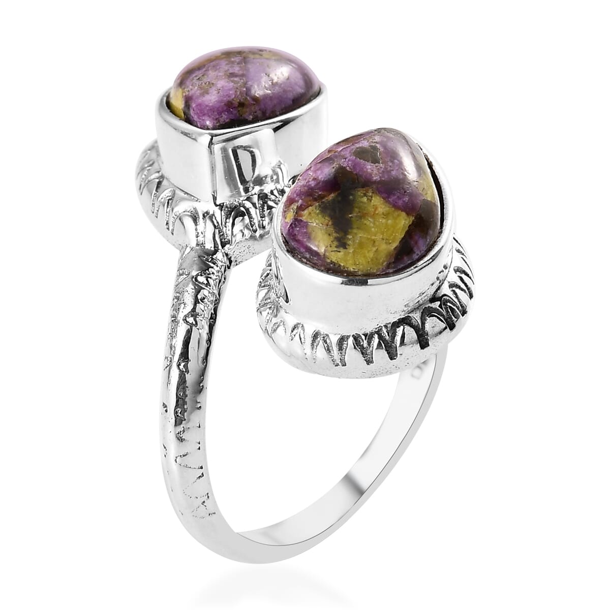 Artisan Crafted Tasmanian Stichtite Bypass Ring in Sterling Silver (Size 6.0) 3.60 ctw image number 3