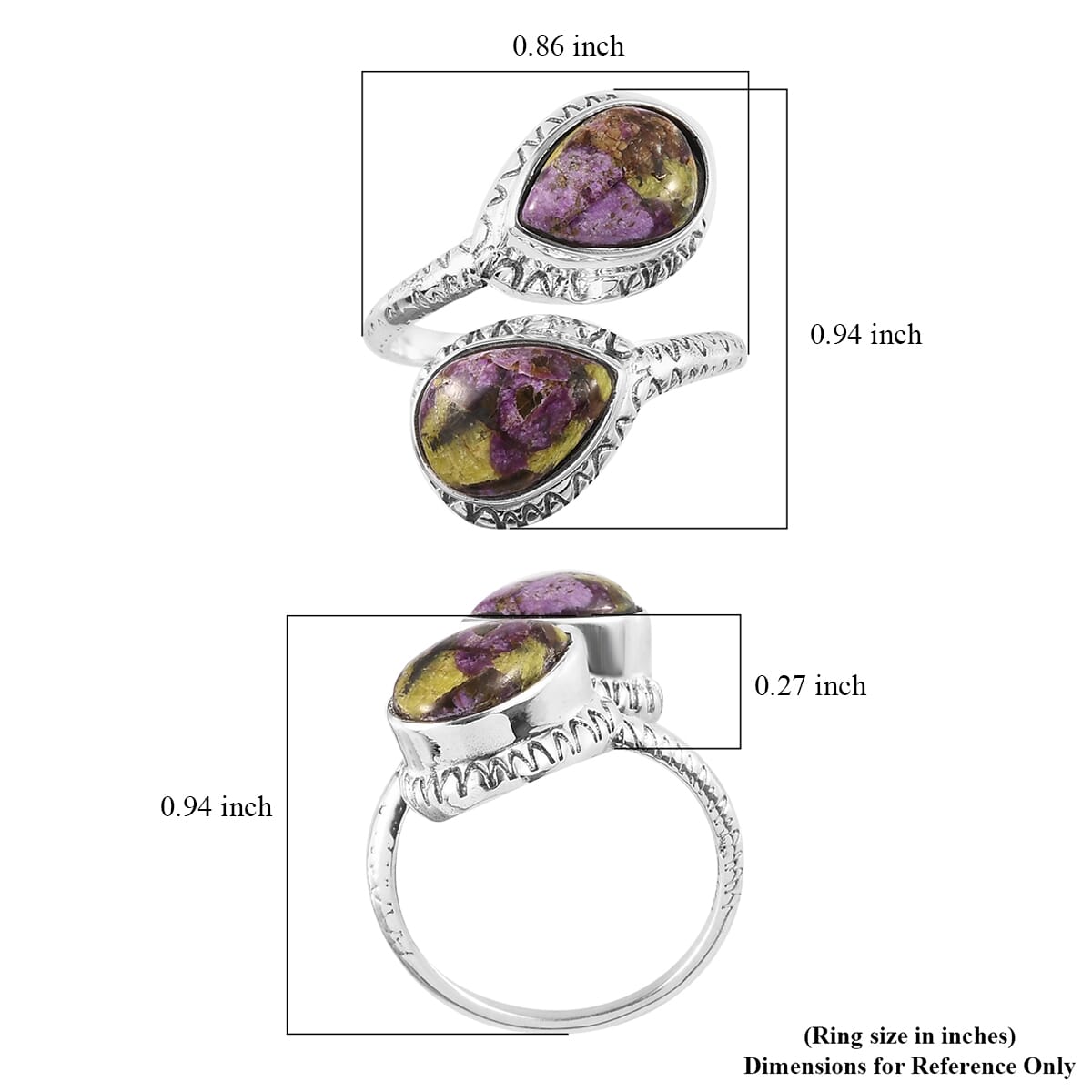 Artisan Crafted Tasmanian Stichtite Bypass Ring in Sterling Silver (Size 6.0) 3.60 ctw image number 5