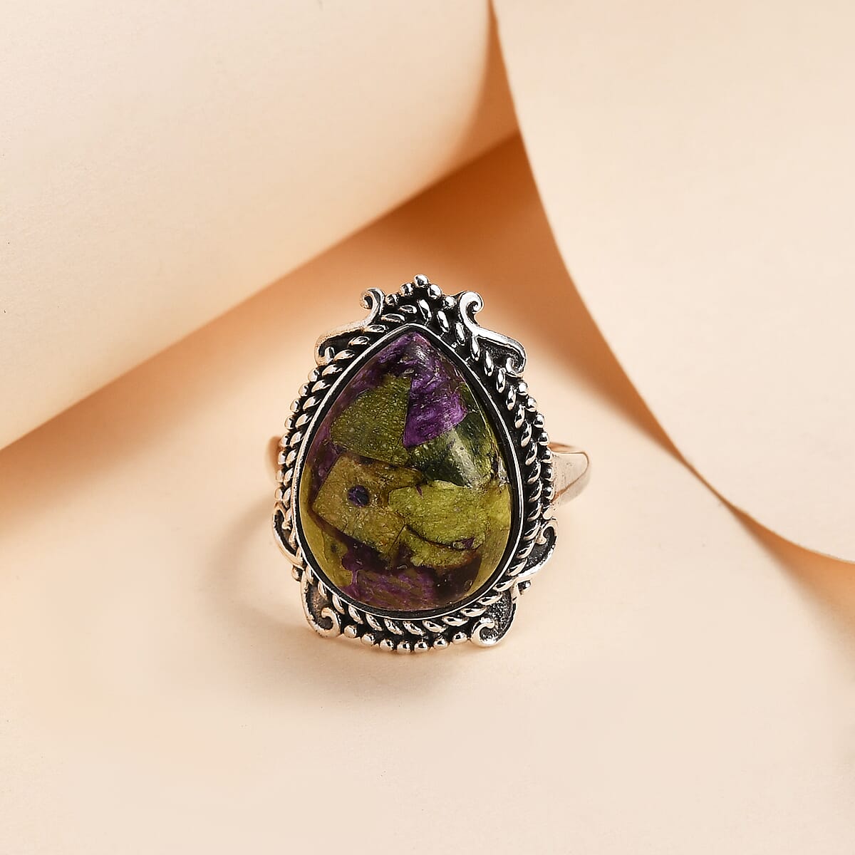 Artisan Crafted Tasmanian Stichtite Ring in Sterling Silver 6.90 ctw image number 1