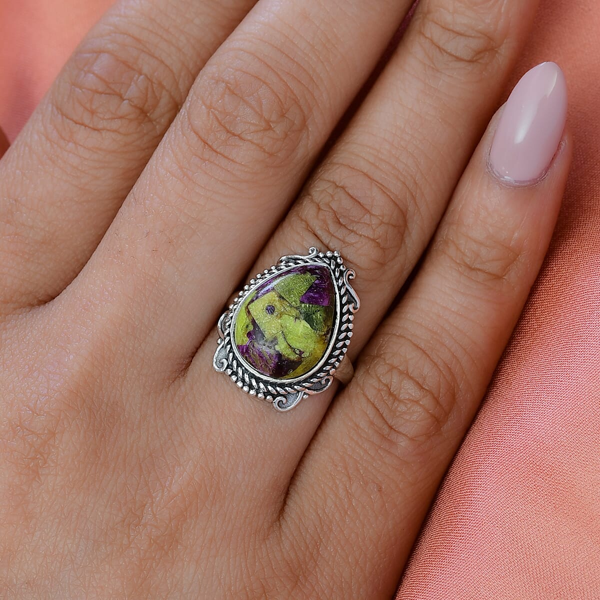 Artisan Crafted Tasmanian Stichtite Ring in Sterling Silver 6.90 ctw image number 2