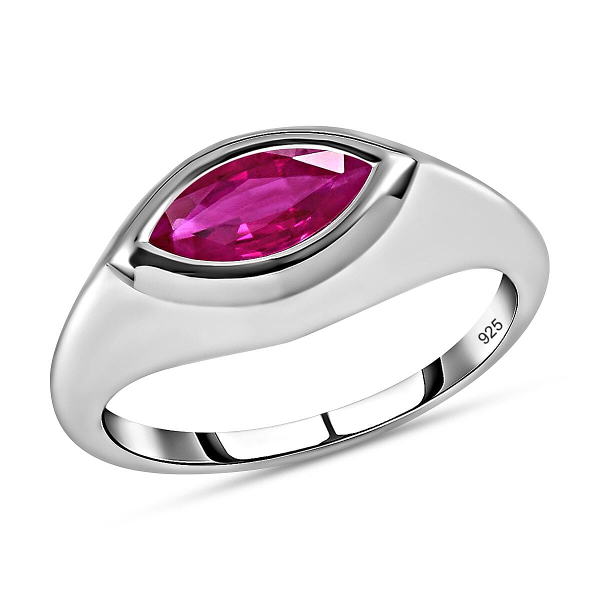 Niassa Ruby (FF) 1.15 ctw Ring in Platinum Over Sterling Silver (Size 11.5)