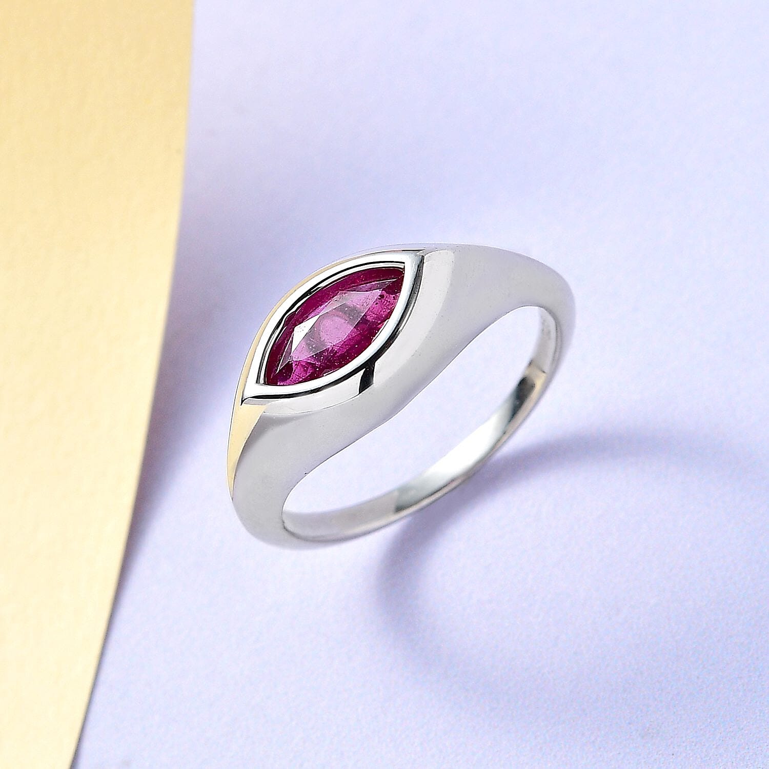 Niassa Ruby (FF) 1.15 ctw Ring in Platinum Over Sterling Silver (Size 11.5)