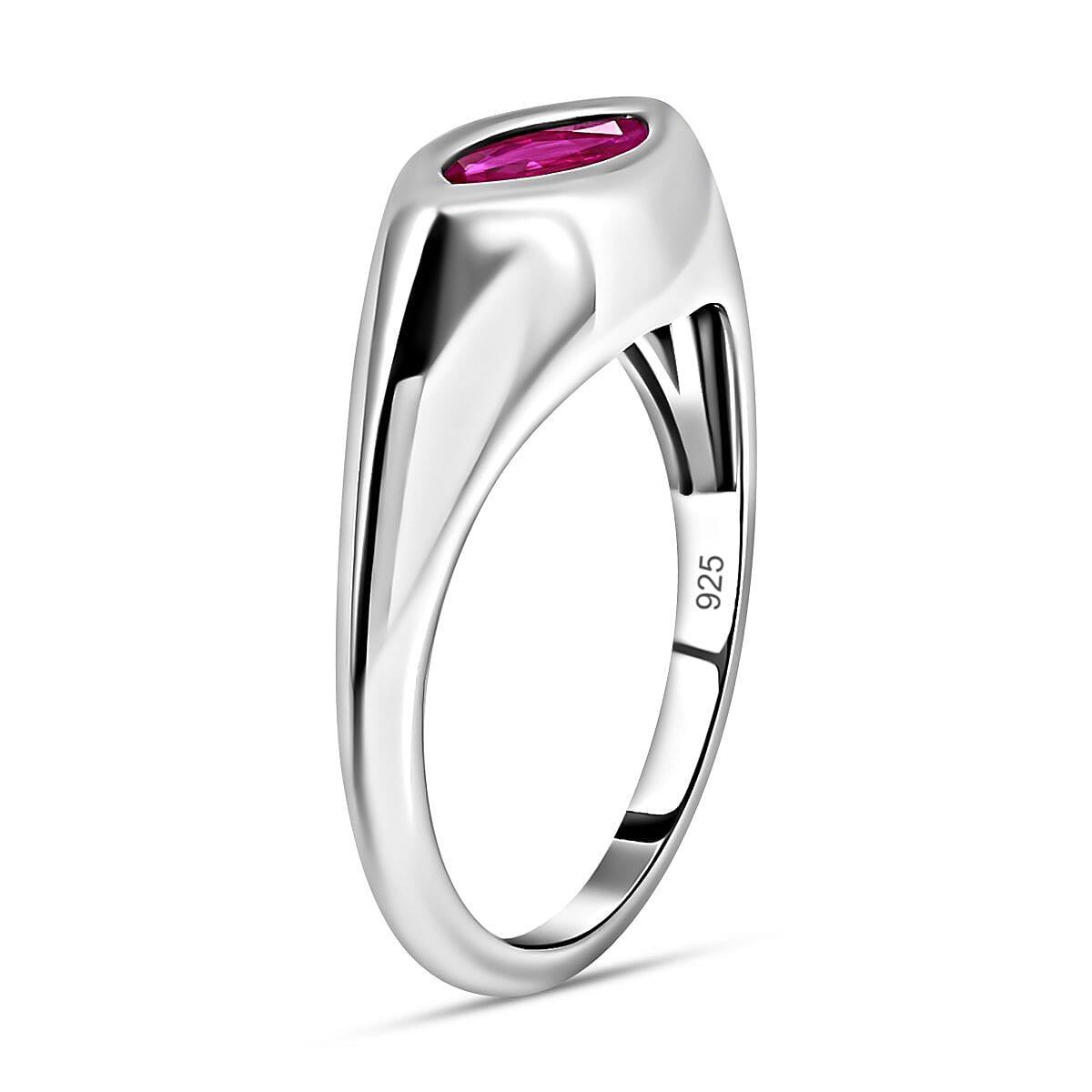 Niassa Ruby (FF) 1.15 ctw Ring in Platinum Over Sterling Silver (Size 11.5)