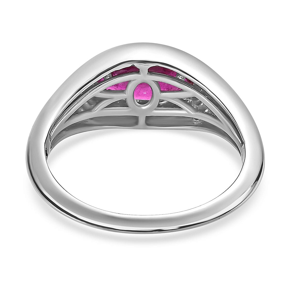 Niassa Ruby (FF) 1.15 ctw Ring in Platinum Over Sterling Silver (Size 11.5)