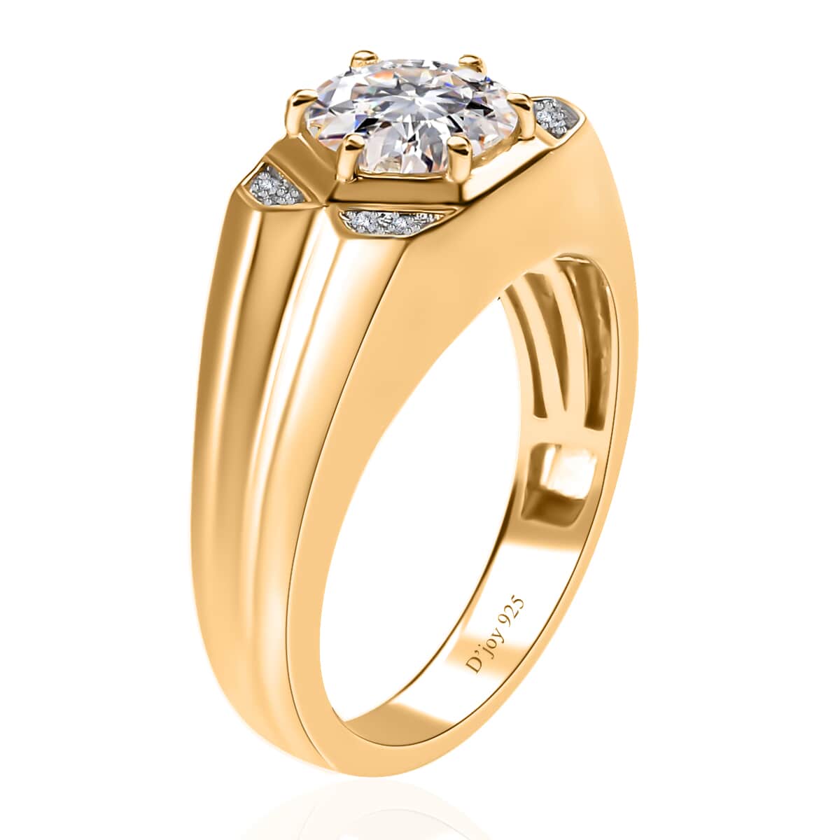 Buy 120 Facet Moissanite Men's Ring in Vermeil Yellow Gold Over ...