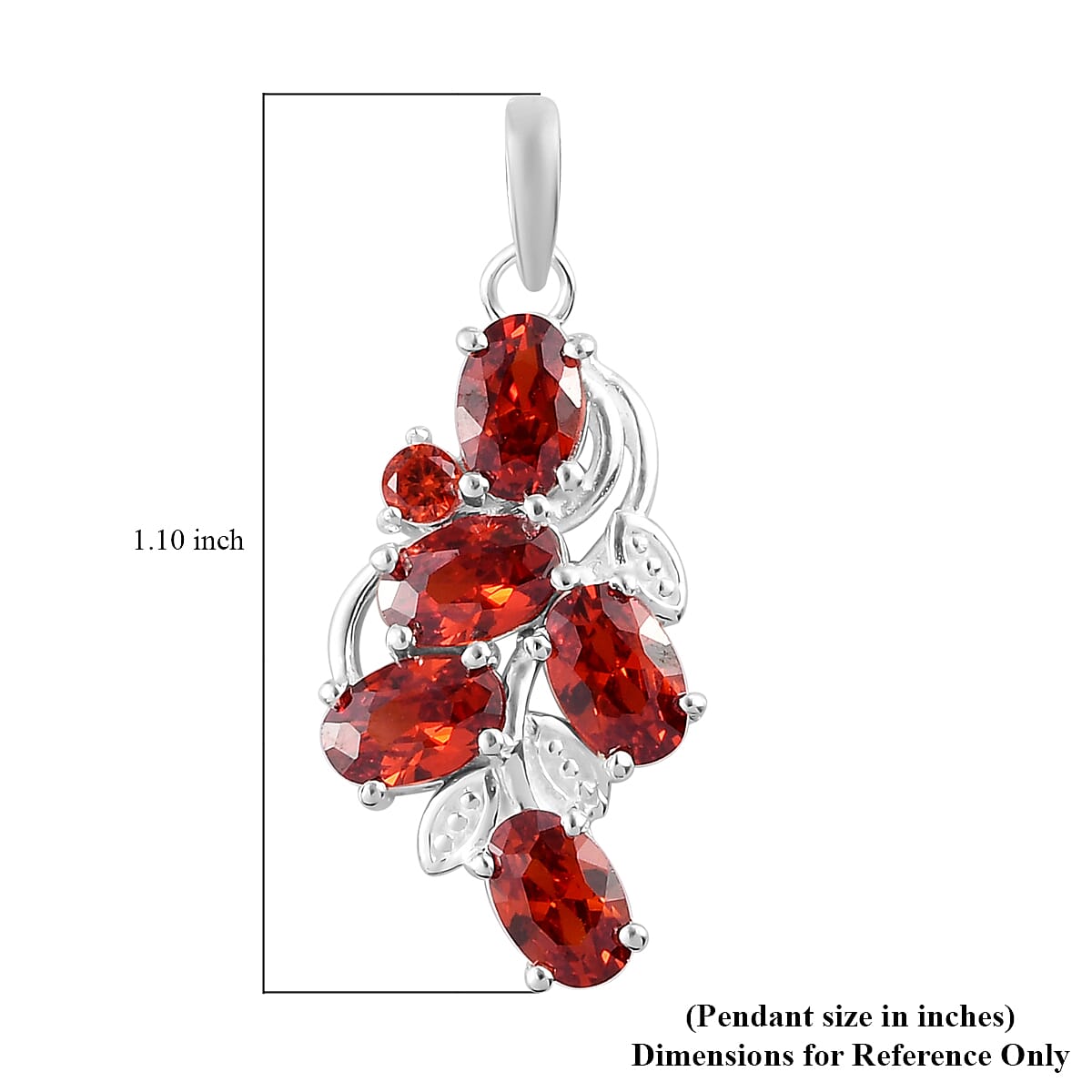 Simulated Garnet Color Diamond Pendant without Chain in Sterling Silver image number 5
