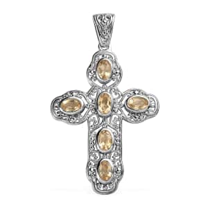 Amethyst Cross Pendant in Platinum Over Copper 2.60 ctw