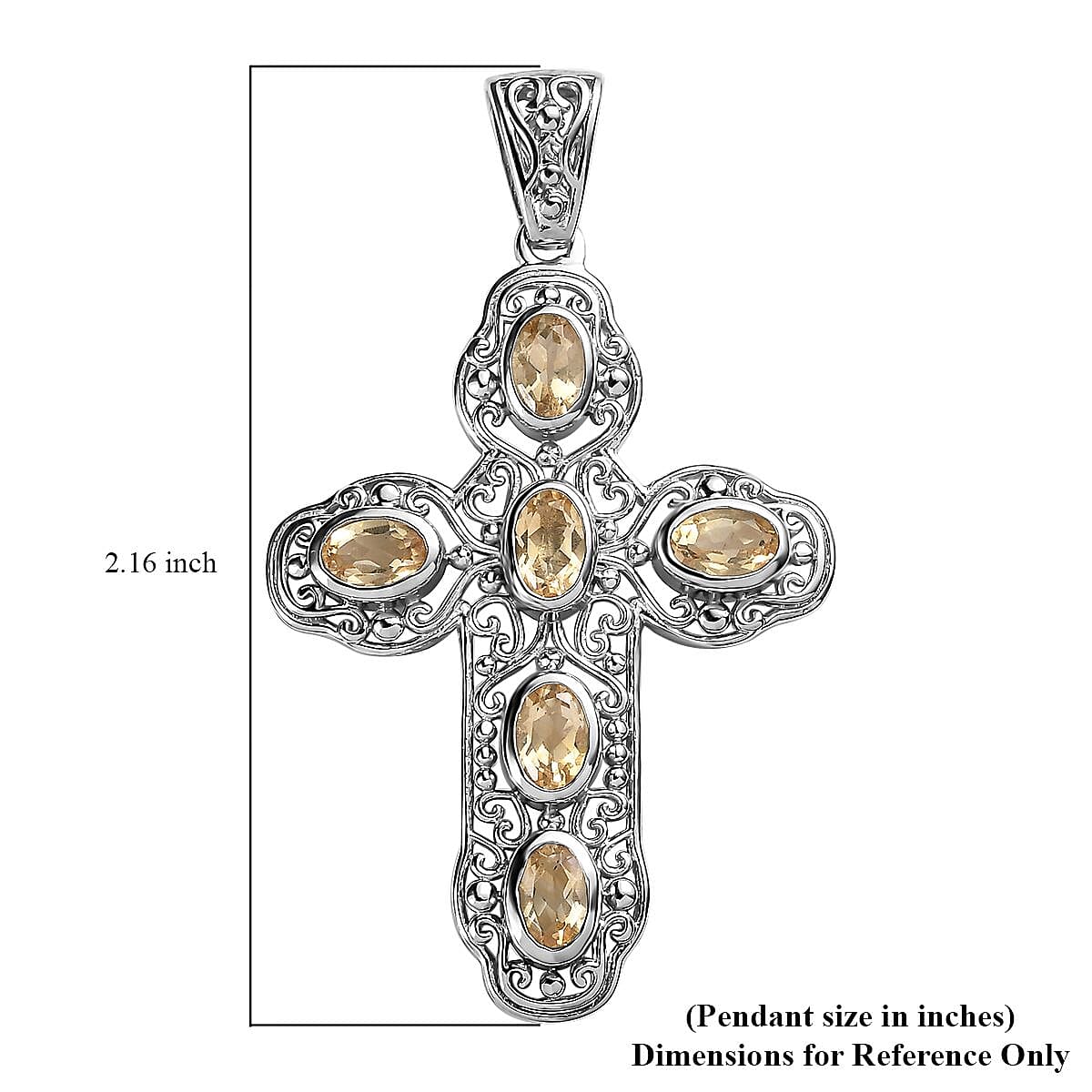 Brazilian Citrine Cross Pendant in Platinum Over Copper with Magnet 2.65 ctw image number 4